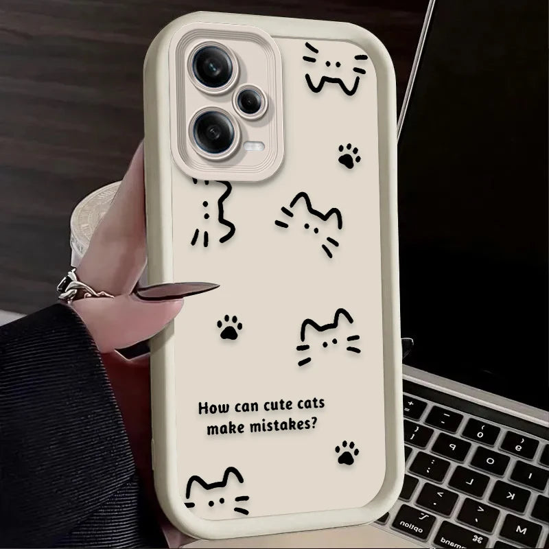 Lovely Line Cat Dog Phone Case for Xiaomi Redmi