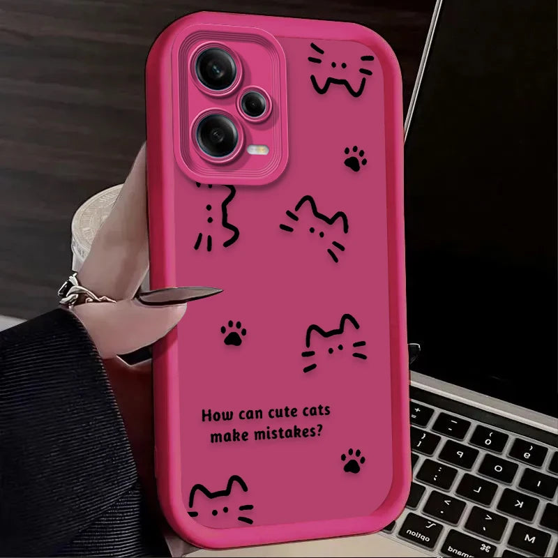 Lovely Line Cat Dog Phone Case for Xiaomi Redmi