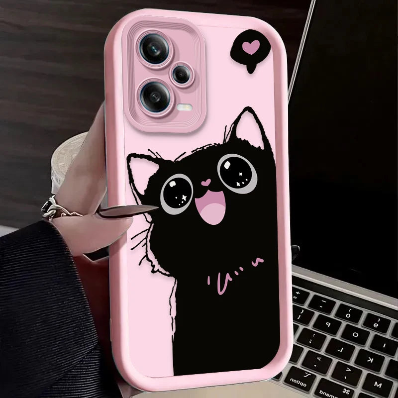 Cute Cartoon Black Cat Phone Case For Xiaomi Redmi