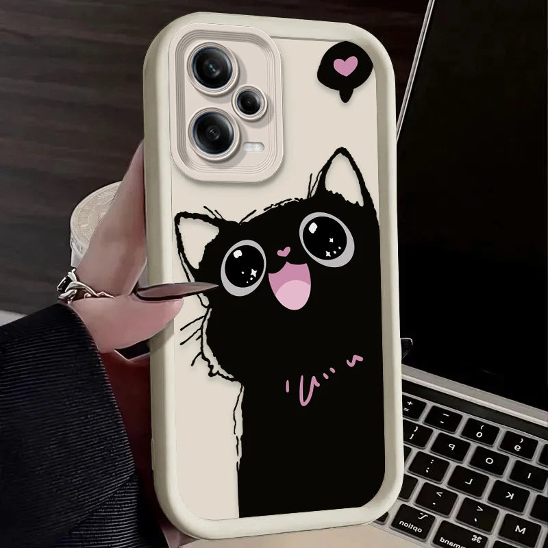 Cute Cartoon Black Cat Phone Case For Xiaomi Redmi