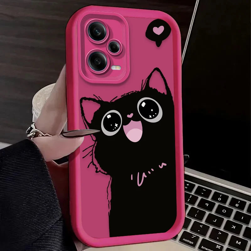 Cute Cartoon Black Cat Phone Case For Xiaomi Redmi