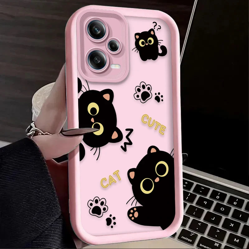 Cute Cartoon Black Cat Phone Case For Xiaomi Redmi